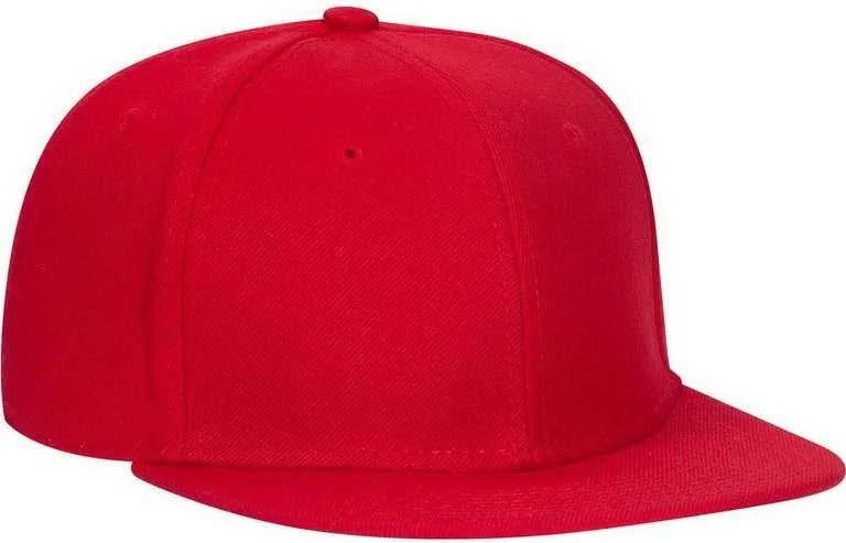 Hat With Cowboy Hat Design-OTTO 125-978 Wool Blend Flat Visor Pro Style Snapback Cap - Red