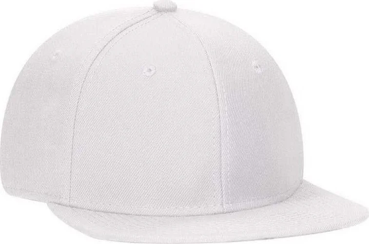 Hat With Extra Large Size-OTTO 125-978 Wool Blend Flat Visor Pro Style Snapback Cap - White