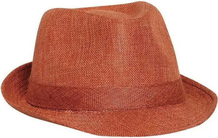 Hat With Luxury Finish-OTTO 128-1072 100% Polyester Imitation Linen Fedora - Heather Orange