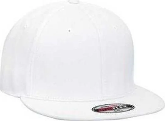 Hat With Bucket Hat Trend-OTTO 13-1005 Stretchable Wool Blend Flat Visor Pro Style Cap - White