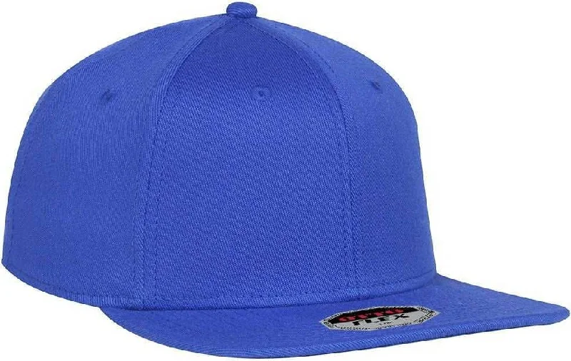 Hat With Visor Cap Style-OTTO 13-1156 Stretchable Wool Blend Twill Square Flat Visor Flex 6 Panel Pro Style Baseball Cap - Royal