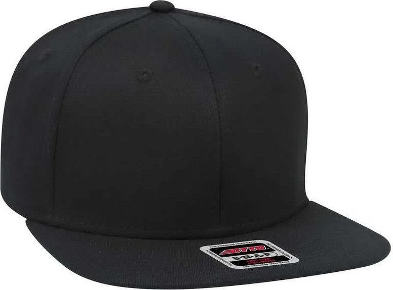 Hat With Neck Cover-OTTO 148-1197 Snap 6 Panel Mid Profile Snapback Hat - Black