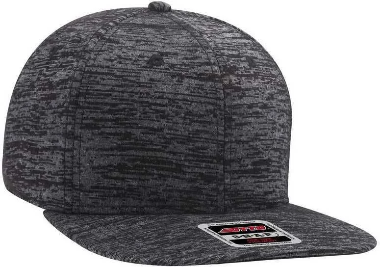 Hat With Chin Strap-OTTO 148-1218A Otto Snap 6 Panel Mid Profile Snapback Cap - Heather Black