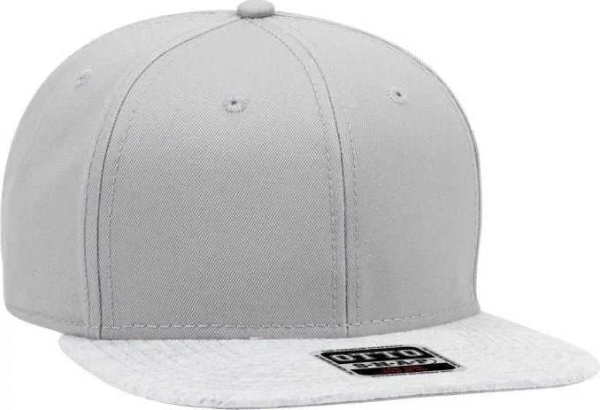 Hat With Water-Resistant Coating-OTTO 148-1218A Otto Snap 6 Panel Mid Profile Snapback Cap - Heather Gray Gray