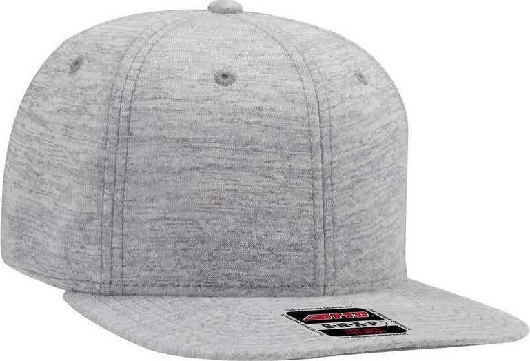 Hat With Adjustable Fit-OTTO 148-1218A Otto Snap 6 Panel Mid Profile Snapback Cap - Heather Gray