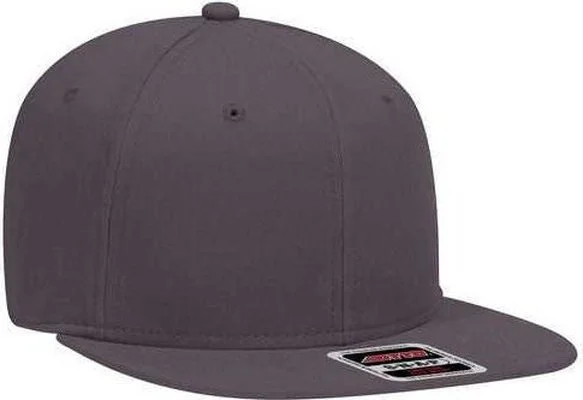 Hat With Fitted Design-OTTO 148-1228 Ultra Fine Brushed Stretchable Superior Cotton Twill Square Flat Visor 6 Panel Pro Style Snapback Hat - Charcoal Gray