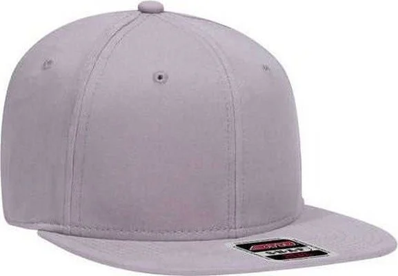 Hat With Snapback-OTTO 148-1228 Ultra Fine Brushed Stretchable Superior Cotton Twill Square Flat Visor 6 Panel Pro Style Snapback Hat - Gray