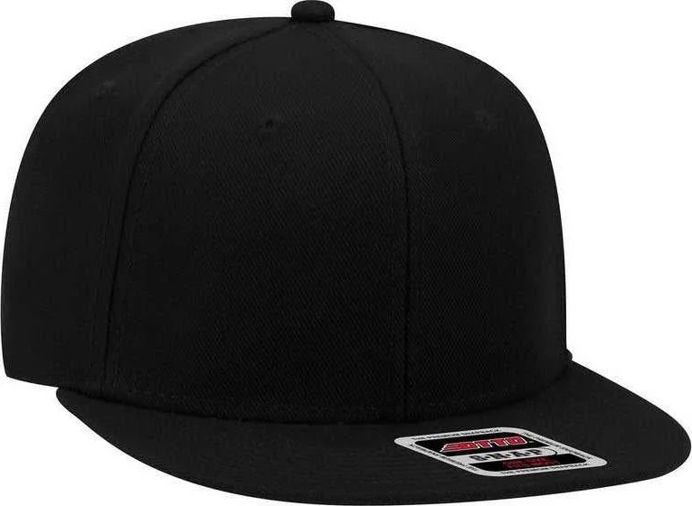 Hat For Elegant Wear-OTTO 148-1267 Snap 6 Panel Mid Profile Snapback Hat - Black