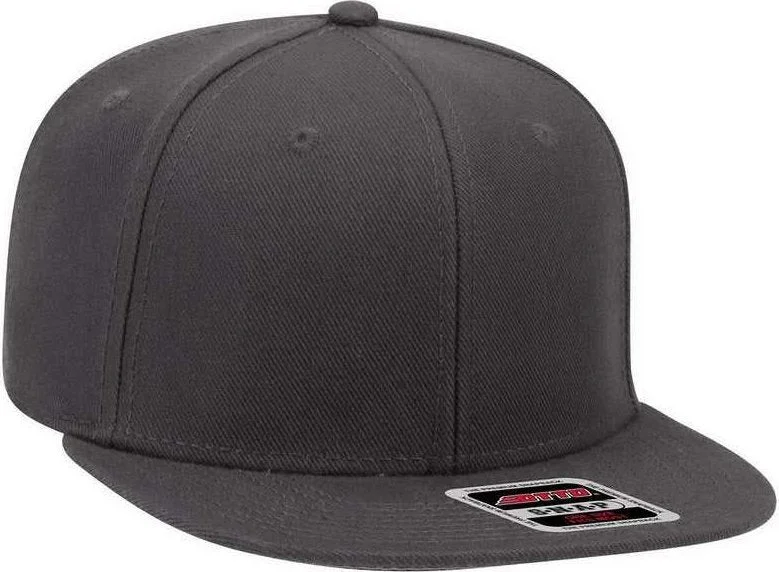 Hat For Classic Fashion-OTTO 148-1267 Snap 6 Panel Mid Profile Snapback Hat - Charcoal Gray