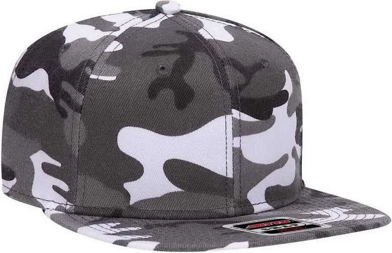 Hat For Cowboy Style-OTTO 148-1267 Snap 6 Panel Mid Profile Snapback Hat - Gray Camo