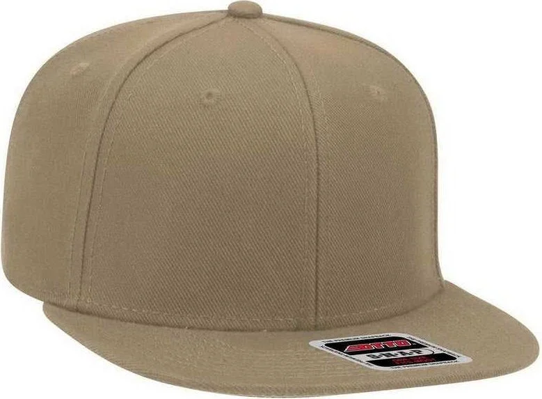 Hat For Vintage Outfits-OTTO 148-1267 Snap 6 Panel Mid Profile Snapback Hat - Khaki