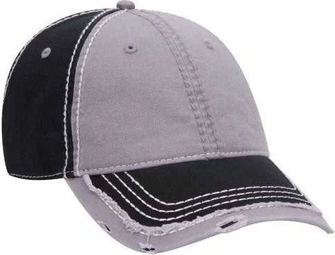 Hat For Office-OTTO 149-1091  6 Panel Low Profile Dad Hat - Black Gray Black