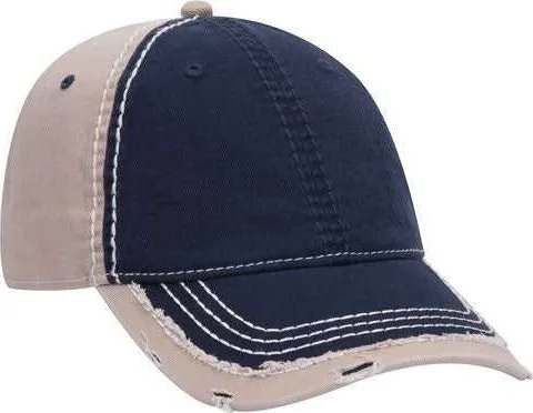 Hat For Formal Events-OTTO 149-1091  6 Panel Low Profile Dad Hat - Navy Navy Khaki