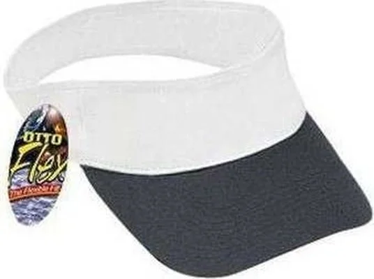 Hat With Chin Strap-OTTO 15-324 Brushed Cotton Twill 8 Rows Stitching Sun Visors - Black White