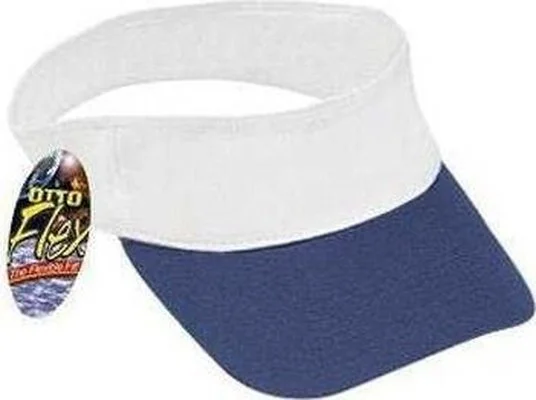 Hat With UV-Blocking Tech-OTTO 15-324 Brushed Cotton Twill 8 Rows Stitching Sun Visors - Navy White