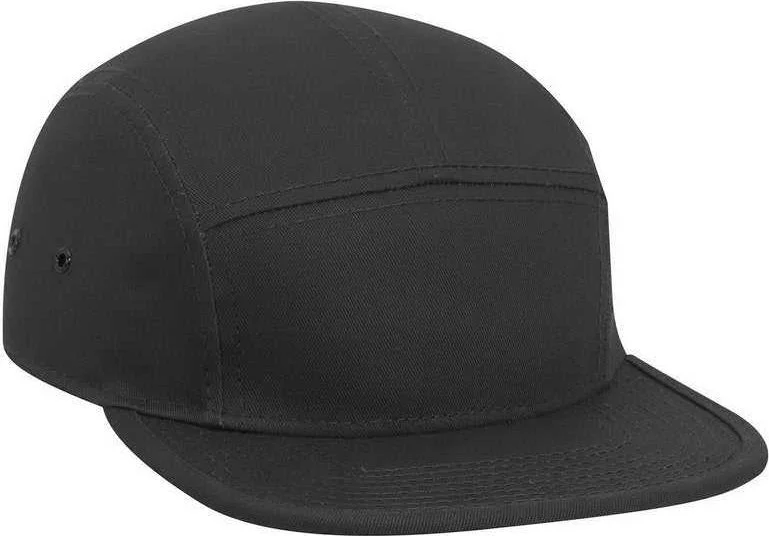 Hat For Concerts-OTTO 151-1098 Superior Cotton Twill Square Flat Visor w/ Binding Trim 5 Panel Camper Hat - Black