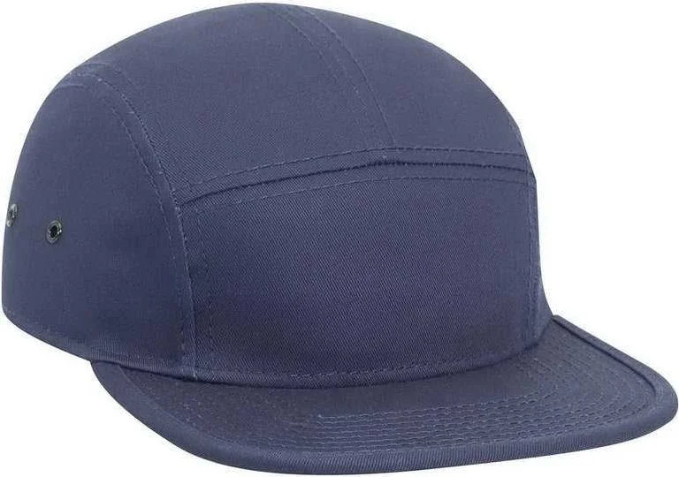 Hat For Safari-OTTO 151-1098 Superior Cotton Twill Square Flat Visor w/ Binding Trim 5 Panel Camper Hat - Navy