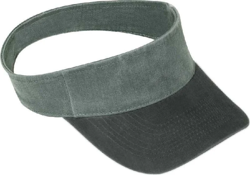 Hat With Beanie Fit-OTTO 152-1119 100% Cotton Twill Youth Sun Visor - Black Dark Green