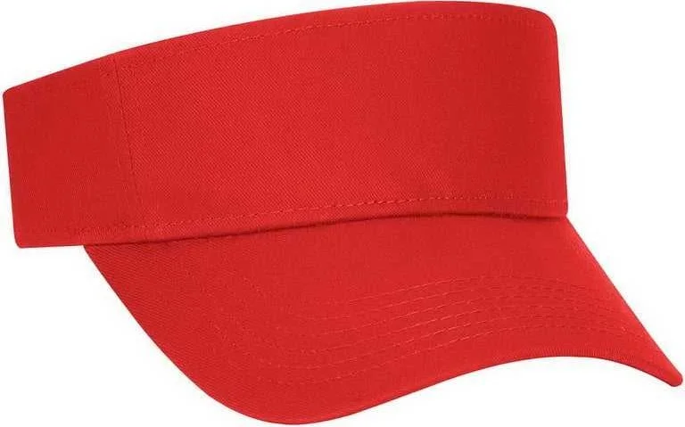 Hat For Travel-OTTO 152-1119 100% Cotton Twill Youth Sun Visor - Red