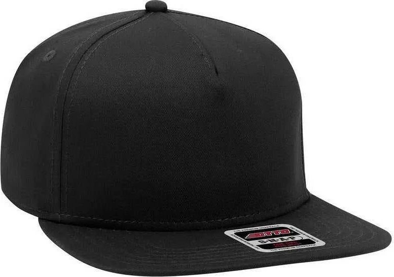 Hat For Golf-OTTO 167-1198 Snap 5 Panel Mid Profile Snapback Hat - Black