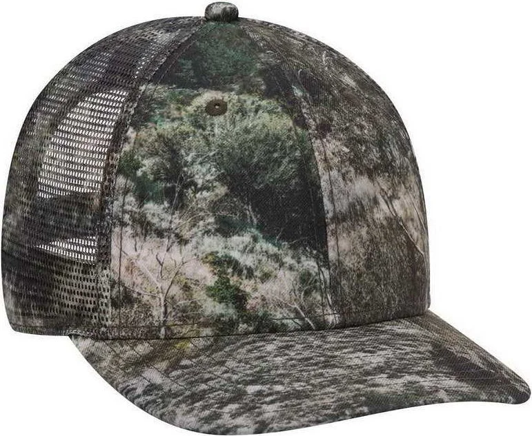 Hat For Hiking-OTTO 171-1292 Mossy Oak Camouflage Superior Polyester Twill 6 Panel Low Profile Mesh Back Baseball Cap - Mountain Country Range