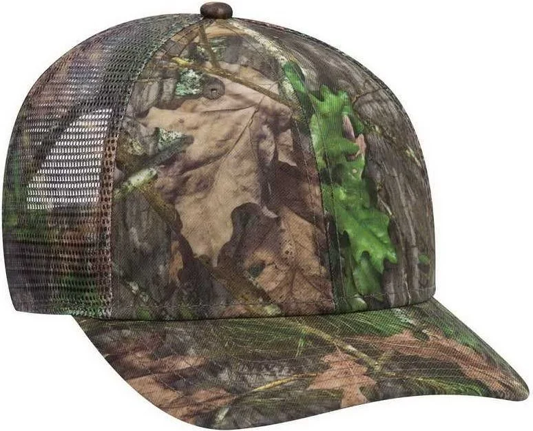 Hat For Snow-OTTO 171-1292 Mossy Oak Camouflage Superior Polyester Twill 6 Panel Low Profile Mesh Back Baseball Cap - Obsession