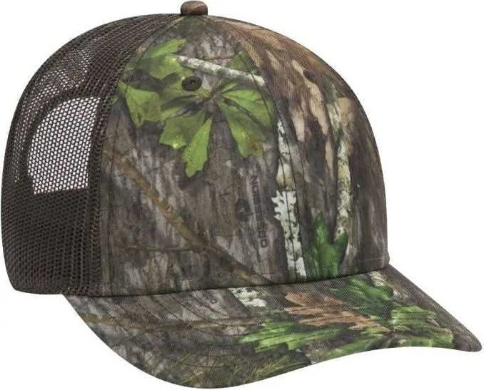 Hat For Spring-OTTO 171-1293  Mossy Oak Camouflage Superior Polyester Twill 6 Panel Low Profile Mesh Back Baseball Cap - Obsession Dark Olive Green