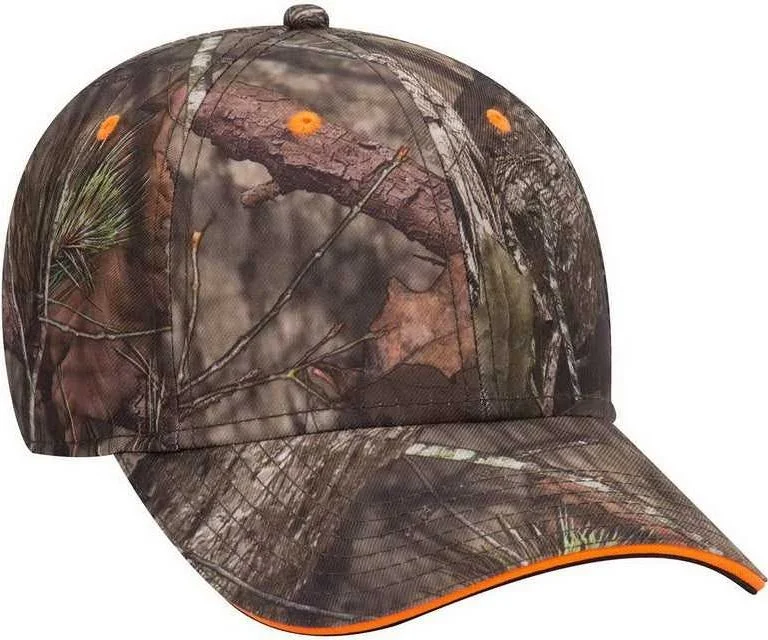 Hat For Bald Men-OTTO 171-1294  Mossy Oak Camouflage Superior Polyester Twill Sandwich Visor 6 Panel Low Profile Baseball Cap - Break Up Country