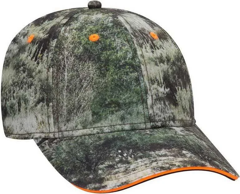 Hat For Small Head-OTTO 171-1294  Mossy Oak Camouflage Superior Polyester Twill Sandwich Visor 6 Panel Low Profile Baseball Cap - Mountain Country Range