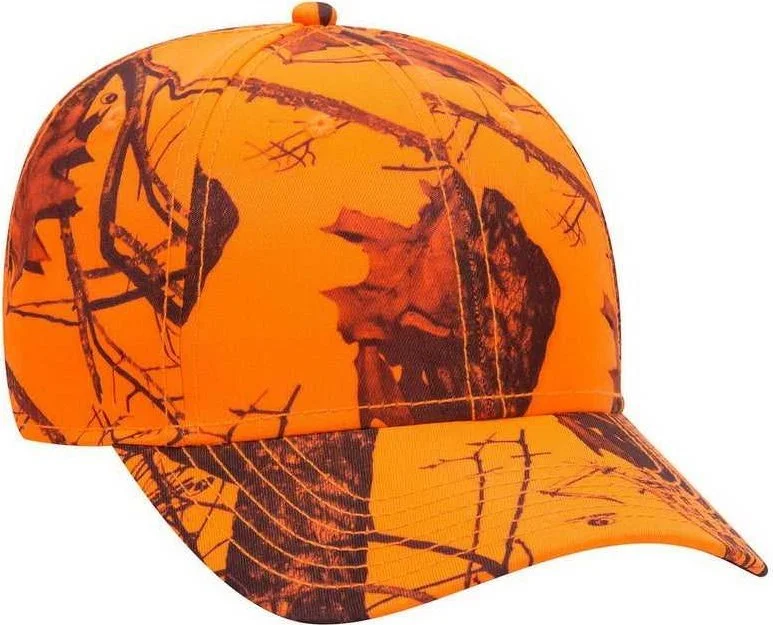 Hat For Plus Size-OTTO 171-1295  Mossy Oak Camouflage Superior Polyester Twill 6 Panel Low Profile Baseball Cap - Blaze