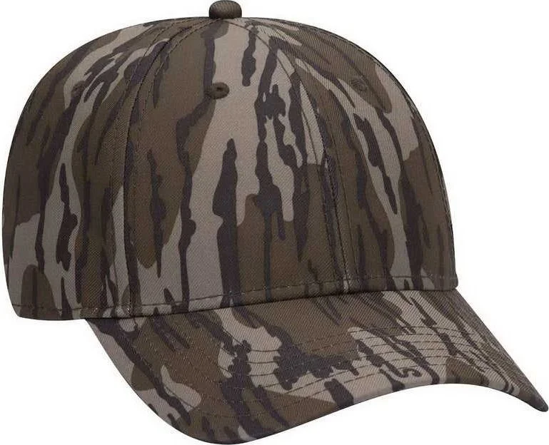 Hat For Seniors-OTTO 171-1295  Mossy Oak Camouflage Superior Polyester Twill 6 Panel Low Profile Baseball Cap - Bottomland