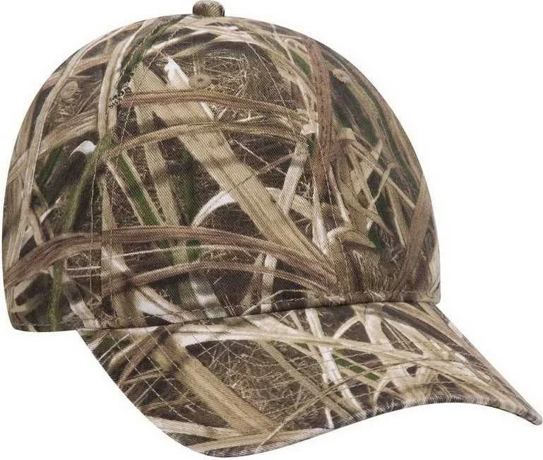 Hat For Boys-OTTO 171-1296  Mossy Oak Camouflage Garment Washed Superior Cotton Twill 6 Panel Low Profile Baseball Cap - Shadow Grass Blades