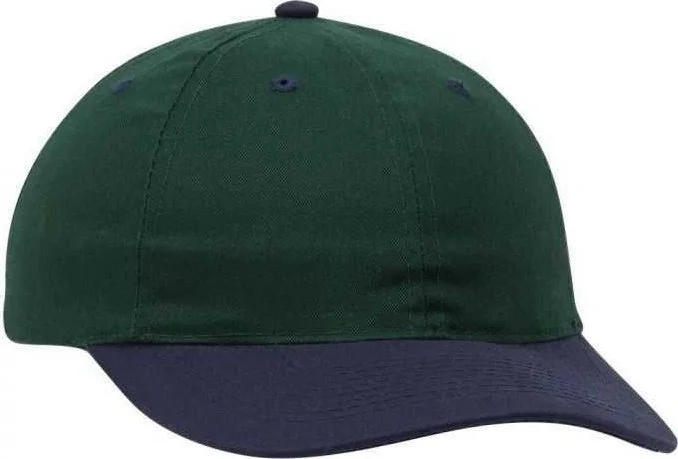 Hat With Brand Logos-OTTO 18-017 Brushed Cotton Twill Low Profile Pro Style Seamed Front Panel without Buckram Cap - Navy Dark Green