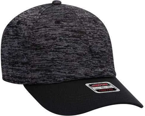 Hat With Fleece Interior-OTTO 18-1231 Otto Comfy Fit 6 Panel Low Profile Baseball Cap - Black Heather Black