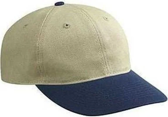 Hat With Street Fashion Style-OTTO 18-179 Washed Bull Denim Low Profile Pro Style Cap with 6 Embroidered Eyelets - Navy Khaki