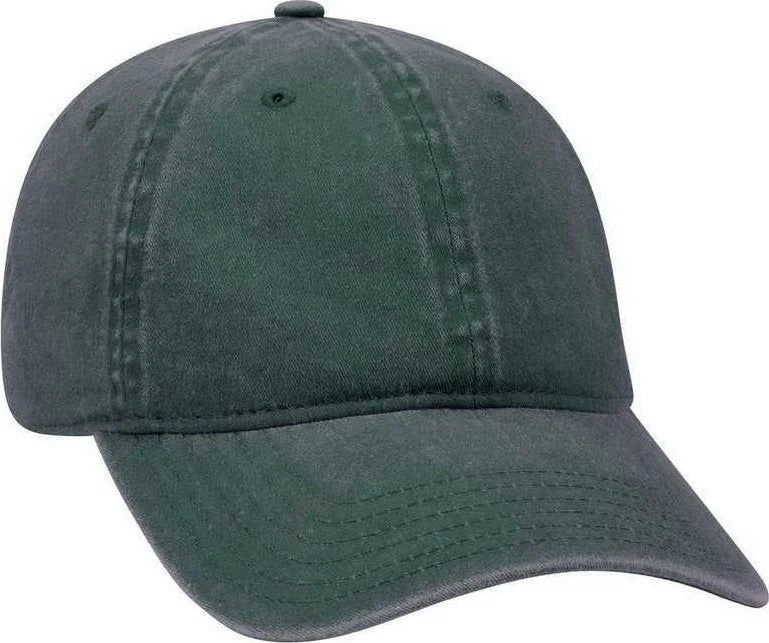 Hat With Visor Cap Style-OTTO 18-202 Washed Pigment Dyed Cotton Twill Low Profile Pro Style Unstructured Soft Crown Cap - Dark Green