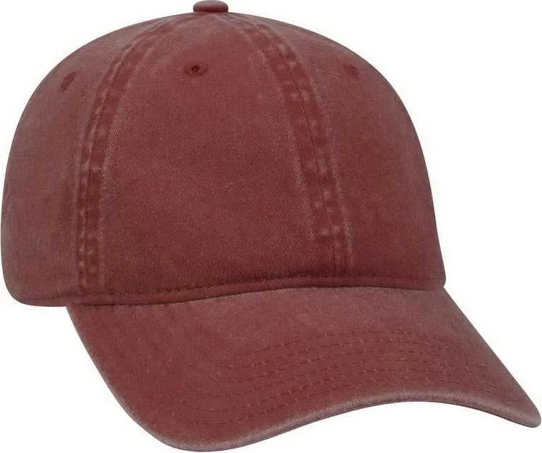 Hat With Cloche Hat Style-OTTO 18-202 Washed Pigment Dyed Cotton Twill Low Profile Pro Style Unstructured Soft Crown Cap - Maroon