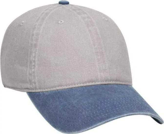 Hat With Fisherman Hat Design-OTTO 18-202 Washed Pigment Dyed Cotton Twill Low Profile Pro Style Unstructured Soft Crown Cap - Navy Gray