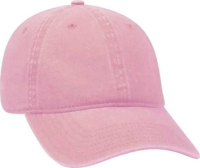 Hat With Newsboy Cap Look-OTTO 18-202 Washed Pigment Dyed Cotton Twill Low Profile Pro Style Unstructured Soft Crown Cap - Pink