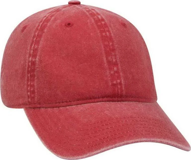 Hat With Snapback Fit-OTTO 18-202 Washed Pigment Dyed Cotton Twill Low Profile Pro Style Unstructured Soft Crown Cap - Red