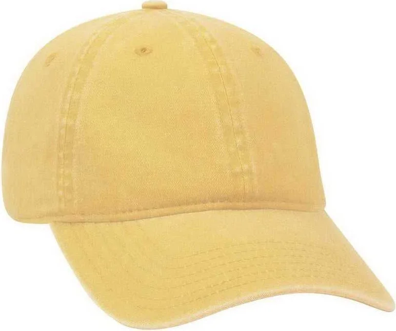 Hat With Bucket Hat Design-OTTO 18-202 Washed Pigment Dyed Cotton Twill Low Profile Pro Style Unstructured Soft Crown Cap - Yellow