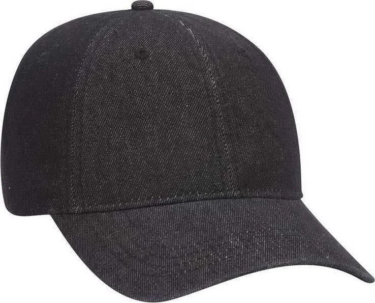 Hat With Sun Hat Style-OTTO 18-204 Washed Pigment Dyed Denim Low Profile Pro Style Cap - Black