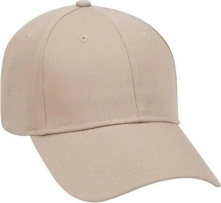 Hat With Embroidery-OTTO 18-553 Cotton Twill Low Profile Pro Style Cap with Adjustable Hook and Loop - Khaki