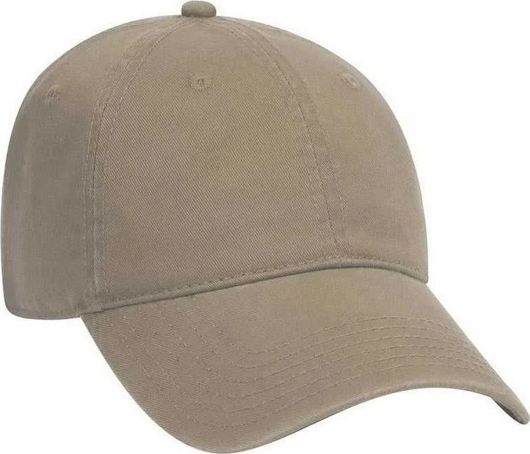 Hat With UV-Blocking Tech-OTTO 18-692 Deluxe Garment Washed Cotton Twill Low Profile Pro Style Unstructured Soft Crown Cap - Dark Khaki