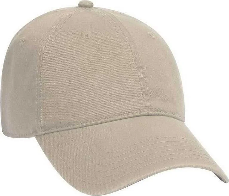 Hat With Fleece Interior-OTTO 18-692 Deluxe Garment Washed Cotton Twill Low Profile Pro Style Unstructured Soft Crown Cap - Khaki