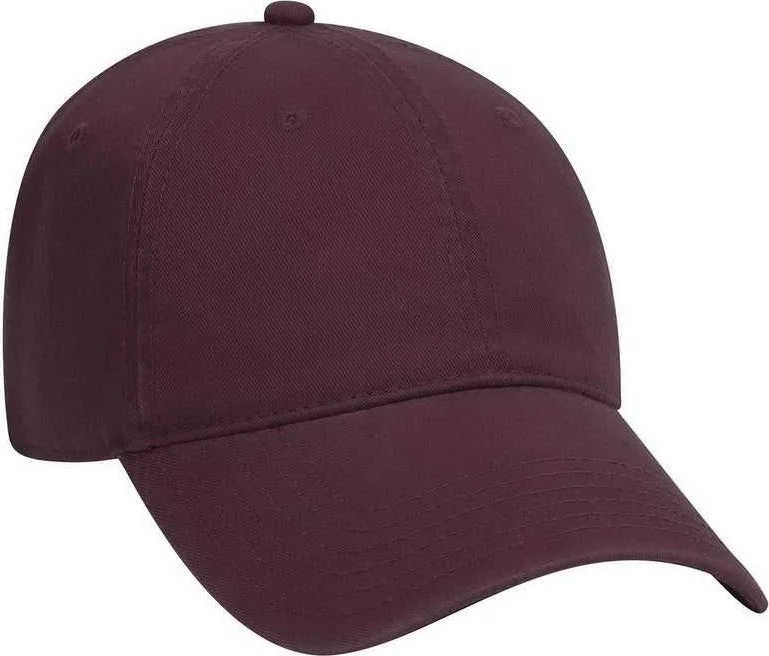 Hat With Cotton Fabric-OTTO 18-692 Deluxe Garment Washed Cotton Twill Low Profile Pro Style Unstructured Soft Crown Cap - Maroon