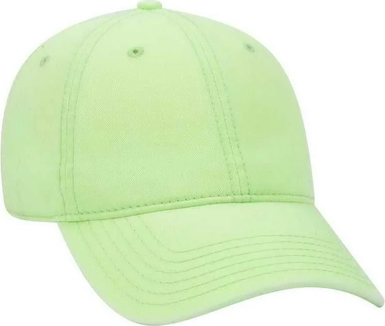 Hat With Suede Finish-OTTO 18-692 Deluxe Garment Washed Cotton Twill Low Profile Pro Style Unstructured Soft Crown Cap - Neon Green