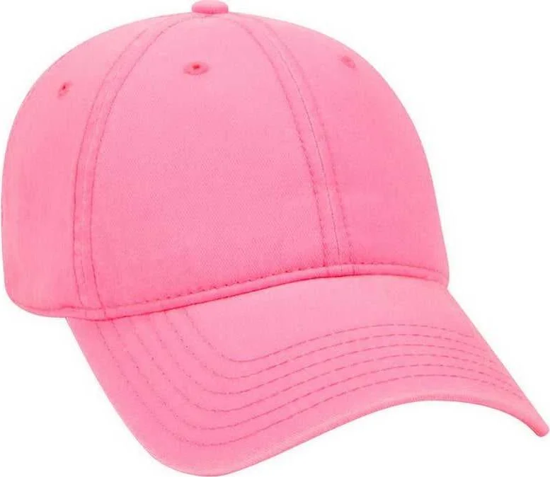 Hat With Denim Fabric-OTTO 18-692 Deluxe Garment Washed Cotton Twill Low Profile Pro Style Unstructured Soft Crown Cap - Neon Pink