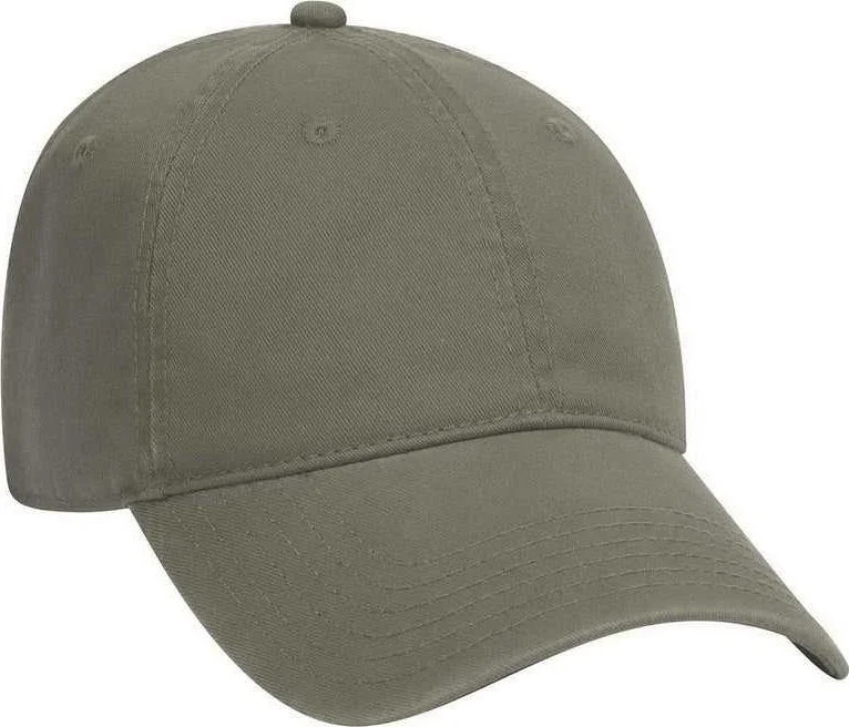 Hat With Leather Material-OTTO 18-692 Deluxe Garment Washed Cotton Twill Low Profile Pro Style Unstructured Soft Crown Cap - Olive Green