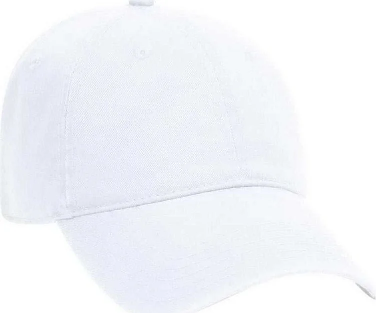 Hat With Satin Lining-OTTO 18-692 Deluxe Garment Washed Cotton Twill Low Profile Pro Style Unstructured Soft Crown Cap - White